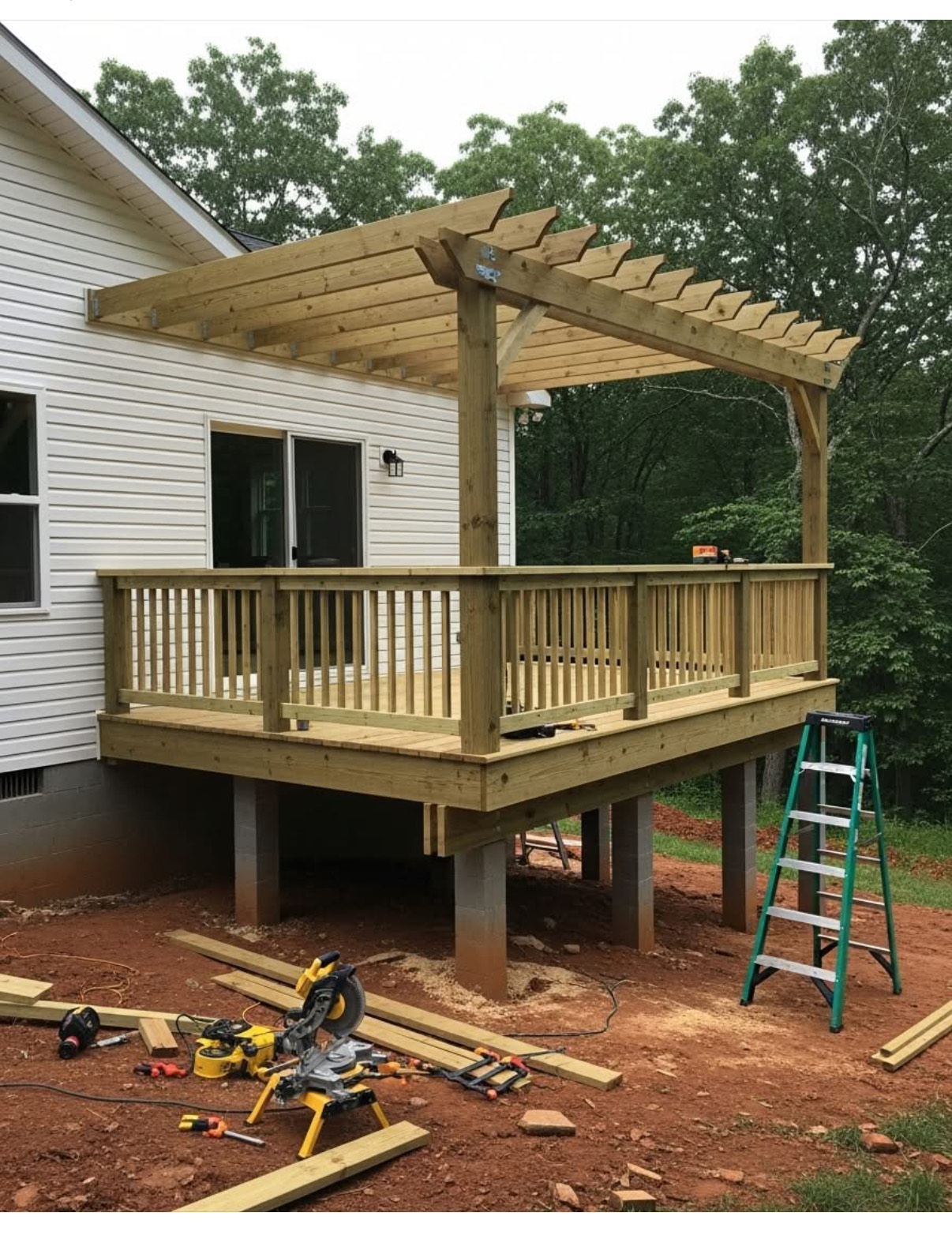 Elevated Deck with Pergola - Custom Outdoor Living Space