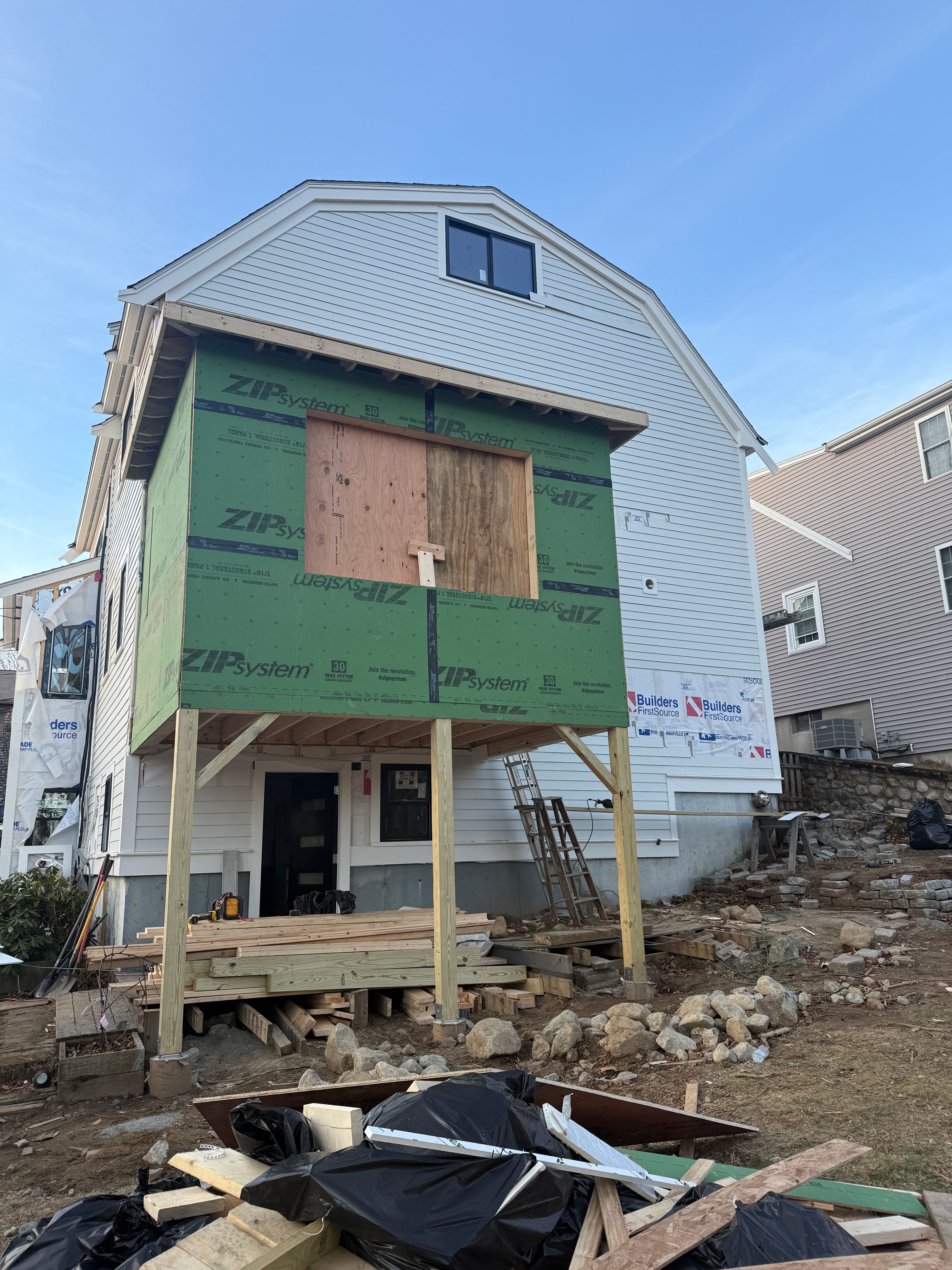Gambrel Roof Addition - Two-Story Elevated Platform Construction